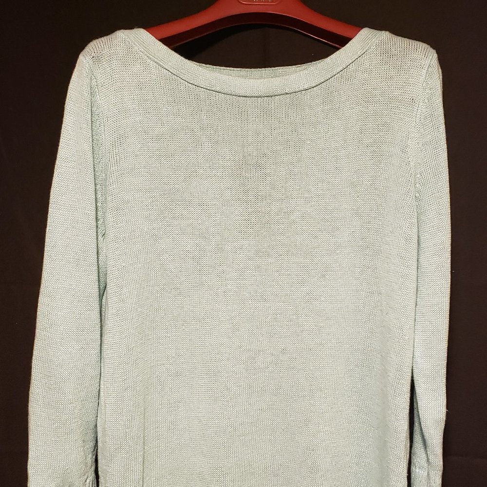Talbots size large knit sweater.  Tunic with 3/4 sleeves. NWT. Aqua Blue.